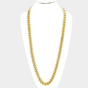 Gold Plated Men’s Square Clasp Curb Chain...Gold
